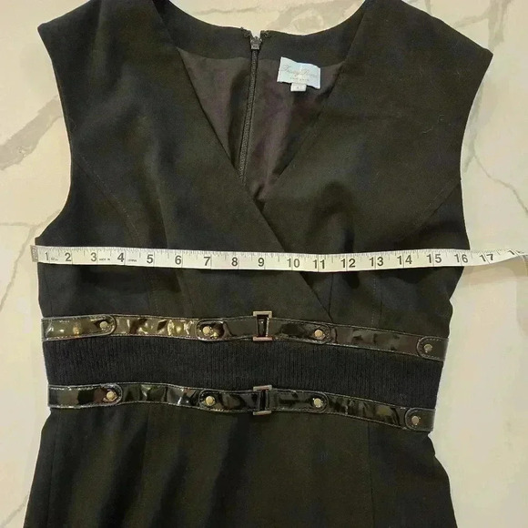 Tracy Reese NY Sleeveless V-Neck Patent Leather Pleated Midi Dress Black Size 4 - Picture 13 of 14